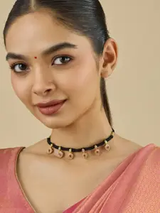 Kushal's Fashion Jewellery Embellished Bridal 92.5 Gold-Plated Zircon Temple Necklace