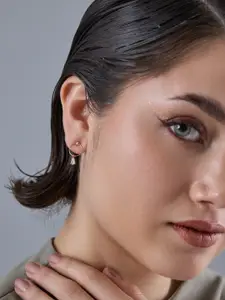 Kushal's Fashion Jewellery 92.5  Silver Rose Gold Plated Classic Drop Earrings