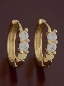 Kushal's Fashion Jewellery 92.5 Sterling Silver Gold Plated Zircon Spherical Hoop Earrings