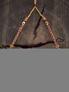 Kushal's Fashion Jewellery 92.5 Pure Silver Gold-Plated Stones Studded Layered Necklace