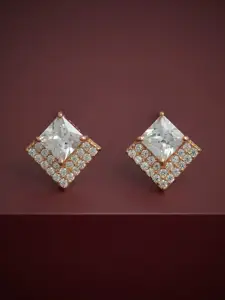 Kushal's Fashion Jewellery 92.5 Sterling Silver Rose Gold-Plated Classic Studs Earrings