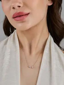 Kushal's Fashion Jewellery  92.5  Silver Rose Gold-Plated Stone-Studded Necklace