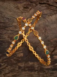 Kushal's Fashion Jewellery Embellished Bridal Set Of 2 92.5 Silver NavaratnaBangles