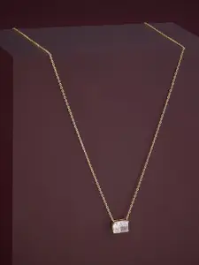 Kushal's Fashion Jewellery  92.5 Silver Gold Plated Cubic Zircon Studded Pendant Chain