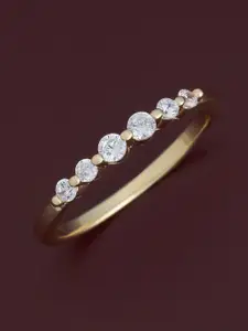 Kushal's Fashion Jewellery White 92.5 Sterling Silver Gold-Plated Party Finger Ring