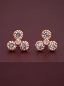 Kushal's Fashion Jewellery 92.5  Silver Rose Gold-Plated Zircon Classic Studs