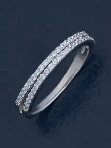 Kushal's Fashion Jewellery White 92.5 Sterling Silver Rhodium-Plated Party Finger Ring