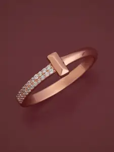 Kushal's Fashion Jewellery White Rose Gold-Plated Party 92.5 Sterling Silver Finger Ring