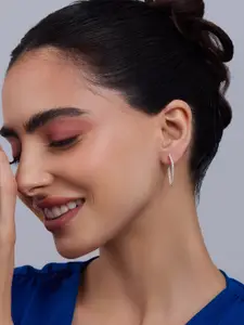 Kushal's Fashion Jewellery 92.5 Sterling Silver Gold Plated Zircon Spherical Hoop Earrings