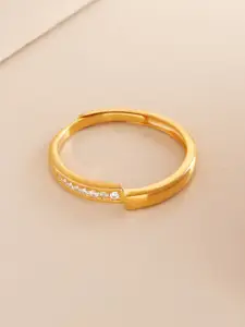 Kushal's Fashion Jewellery Gold-Plated Ethnic 92.5 Pure Silver Finger Ring