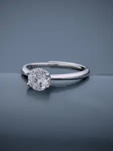 Kushal's Fashion Jewellery Rhodium-Plated Stone-Studded Adjustable Finger Ring