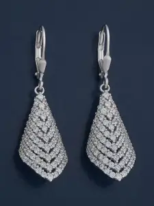 Kushal's Fashion Jewellery 92.5  Silver Rhodium-Plated Classic Hoop Earrings