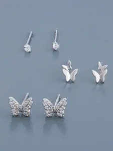 Kushal's Fashion Jewellery 92.5 Sterling Silver Rhodium-Plated Animal Shaped Studs