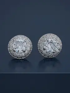 Kushal's Fashion Jewellery 92.5  Silver Rhodium-Plated Circular Studs