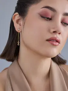 Kushal's Fashion Jewellery 92.5  Silver Gold-Plated Classic Zircon Drop Earrings