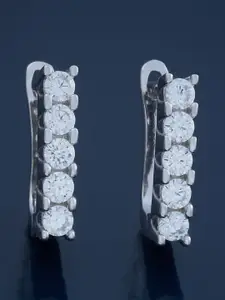 Kushal's Fashion Jewellery 92.5 Sterling Silver Rhodium-Plated Party Classic Hoop Earrings