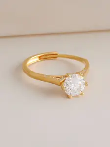 Kushal's Fashion Jewellery Kushal's Fashion Gold-Plated 92.5 Silver Adjustable Finger Ring