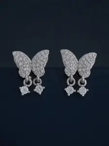 Kushal's Fashion Jewellery 92.5  Silver Rhodium-Plated Drop Earrings
