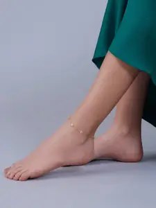 Kushal's Fashion Jewellery Sterling Silver Gold-Plated Anklet