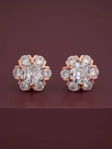 Kushal's Fashion Jewellery 92.5  Rose Gold-Plated CZ Studded Studs Earrings