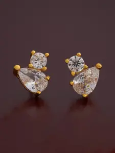 Kushal's Fashion Jewellery 92.5  Silver Gold Plated CZ Studs