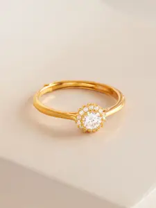 Kushal's Fashion Jewellery White Gold Plated 92.5 Pure Silver Stone Studded Finger Ring