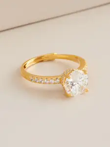 Kushal's Fashion Jewellery White Gold-Plated Ethnic 92.5 Pure Silver Finger Ring