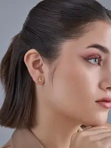 Kushal's Fashion Jewellery 92.5  Silver Gold-Plated Zircon Classic Studs