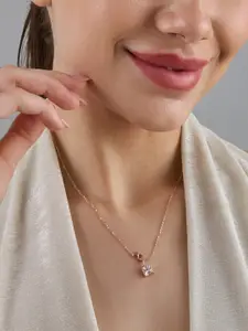 Kushal's Fashion Jewellery  92.5  SilverWhite Rose Gold-Plated Necklace