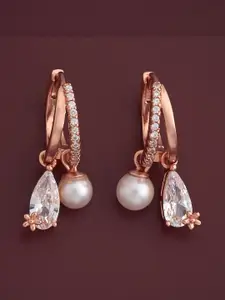 Kushal's Fashion Jewellery 92.5  Silver Rose Gold-Plated Classic Hoop Earrings