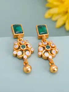 Kushal's Fashion Jewellery 92.5 Pure Silver Gold-Plated Contemporary Drop Earrings