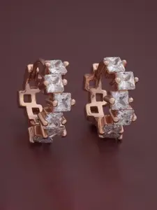 Kushal's Fashion Jewellery Rose Gold Plated 92.5  Silver CZ Party Hoop Earrings