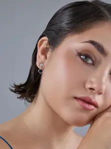 Kushal's Fashion Jewellery 92.5 Sterling Silver Rhodium Plated Classic Drop Earrings