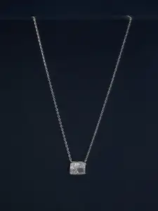 Kushal's Fashion Jewellery  92.5 Silver Rhodium Plated Cubic Zircon Studded Pendant Chain