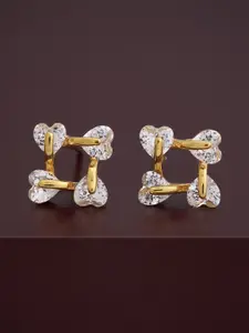 Kushal's Fashion Jewellery 92.5  Silver Gold-Plated CZ Studded Studs Earrings