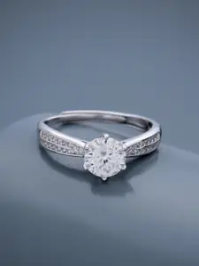 Kushal's Fashion Jewellery Rhodium-Plated 92.5 Pure Silver Finger Ring