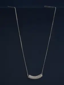 Kushal's Fashion Jewellery  92.5 Silver Rhodium Plated Cubic Zircon Studded Pendant Chain