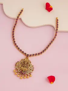 Kushal's Fashion Jewellery Women Silver Temple Necklace