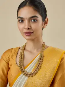 Kushal's Fashion Jewellery Embellished Bridal 92.5 Stone Oxidised Temple Necklace