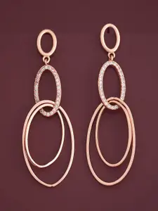 Kushal's Fashion Jewellery 92.5  Silver Rose Gold-Plated Zircon Studded Earrings