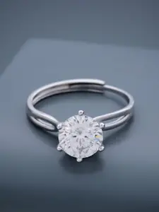 Kushal's Fashion Jewellery Rhodium-Plated Ethnic 92.5 Pure Silver Finger Ring