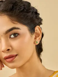 Kushal's Fashion Jewellery 92.5 Pure Silver Gold-Plated Contemporary Studs