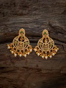 Kushal's Fashion Jewellery Embellished Bridal 92.5 Gold-Plated Crescent Chandbalis