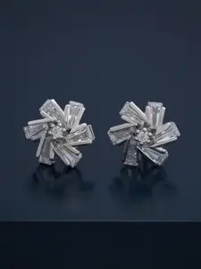 Kushal's Fashion Jewellery 92.5  Silver Rhodium-Plated Zircon Classic Studs
