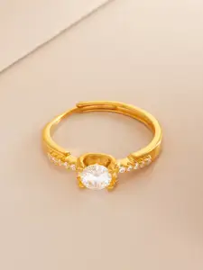 Kushal's Fashion Jewellery Gold-Plated Stone-Studded Adjustable Finger Ring