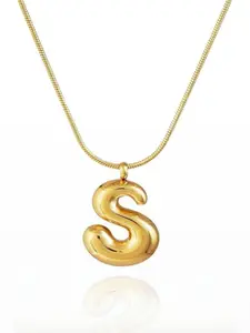 ARISTAL Jewellery Women Gold-Plated Stainless Steel Balloon Letter S Pendant With Chain