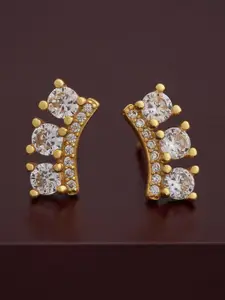 Kushal's Fashion Jewellery 92.5  Silver Gold-Plated Zircon Studs Earrings
