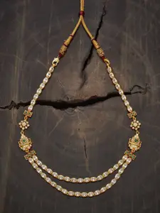 Kushal's Fashion Jewellery Embellished Bridal 92.5 Gold-Plated Stone Temple Necklace