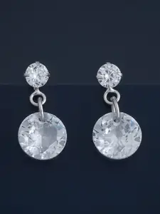 Kushal's Fashion Jewellery 92.5  Silver Rhodium-Plated Circular Drop Earrings