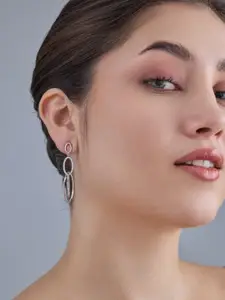 Kushal's Fashion Jewellery 92.5  Silver Rhodium-Plated Classic Zircon DropEarrings